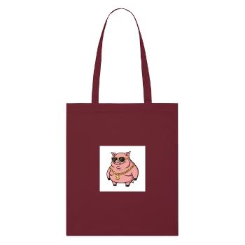 Fat pig with gold chain and sunglasses - Stanley/Stella Organic Tote Bag - burgundy - Front