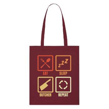 Eat Sleep Butcher Repeat - Stanley/Stella Organic Tote Bag - burgundy - Front