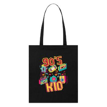 90s Kid – ein Retro-T-Shirt für Fans der 90er. - Stanley/Stella Bio-Stoffbeutel - Schwarz - Vorne