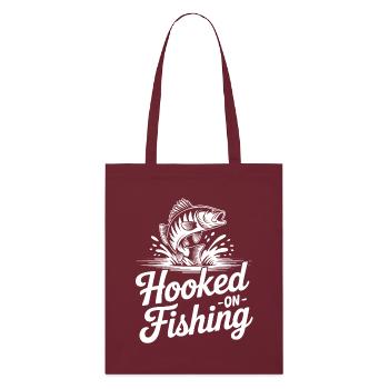 Hooked on Fishing – Fish Motif - Stanley/Stella Organic Tote Bag - burgundy - Front