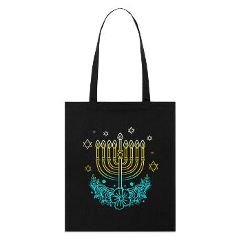 Chanukkah Hanukkah Hanukah Menorah - Stanley/Stella Bio-Stoffbeutel - Schwarz - Vorne