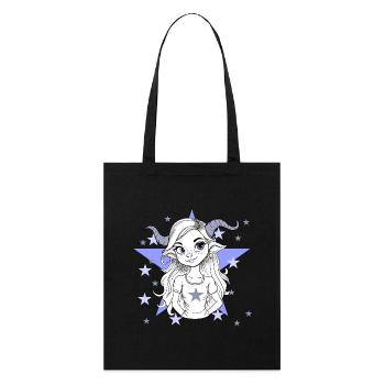 Signe du zodiaque Bélier Femme Fille - Tote bag bio Stanley/Stella - noir - Devant