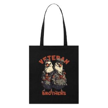 Cartoon Huhn: Rooster, Soldat, Veteran, Brüder - Stanley/Stella Bio-Stoffbeutel - Schwarz - Vorne