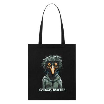G'day Mate: Australian Emu Cartoon - Stanley/Stella Organic Tote Bag - black - Front