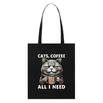 Lustiges Katze Kunst Katzenbesitzer Katzen Kaffee - Stanley/Stella Bio-Stoffbeutel - Schwarz - Vorne