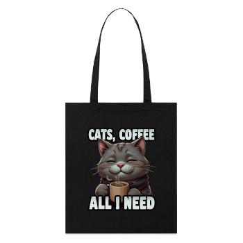 Lustiges Katze Kunst Katzenbesitzer Katzen Kaffee - Stanley/Stella Bio-Stoffbeutel - Schwarz - Vorne