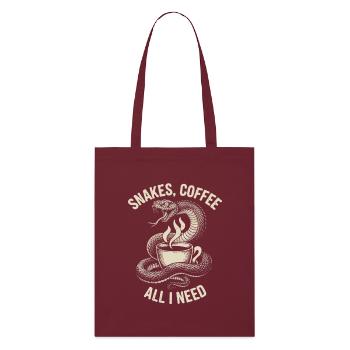 Lustiges Schlangen Kunst Schlange Kaffee Reptilien - Stanley/Stella Bio-Stoffbeutel - Burgunderrot - Vorne