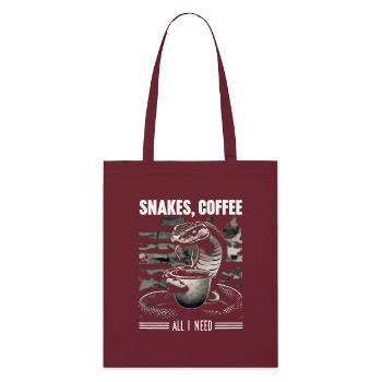 Lustiges Schlangen Kunst Schlange Kaffee Reptilien - Stanley/Stella Bio-Stoffbeutel - Burgunderrot - Vorne