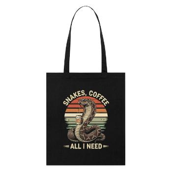 Lustiges Schlangen Kunst Schlange Kaffee Reptilien - Stanley/Stella Bio-Stoffbeutel - Schwarz - Vorne