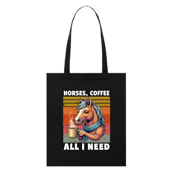Lustiges Pferd Kunst Pferdebesitzer Pferde Kaffee - Stanley/Stella Bio-Stoffbeutel - Schwarz - Vorne