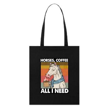 Lustiges Pferd Kunst Pferdebesitzer Pferde Kaffee - Stanley/Stella Bio-Stoffbeutel - Schwarz - Vorne