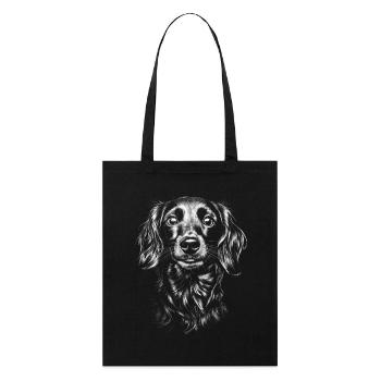 Langhaardackel Portrait Hunde Hund Teckel - Stanley/Stella Bio-Stoffbeutel - Schwarz - Vorne