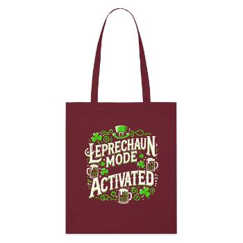 Leprechaun Mode Activates St. Patrick's Day Celebration - Stanley/Stella Organic Tote Bag - burgundy - Front