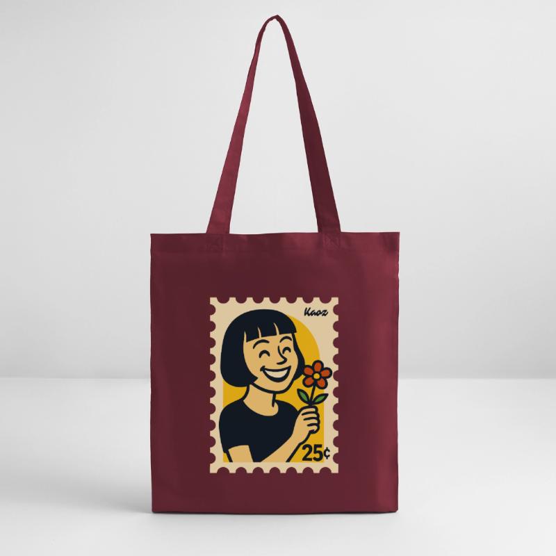 femme joyeuse avec fleur design rétro Tote bag bio Stanley/Stella