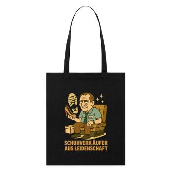 Motif de dessin animé de vendeur de chaussures avec Al sur le canapé - Tote bag bio Stanley/Stella - noir - Devant