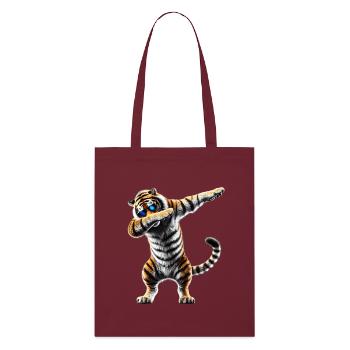 Lustiges Dabbing Tiger Wildtier Tierliebhaber - Stanley/Stella Bio-Stoffbeutel - Burgunderrot - Vorne
