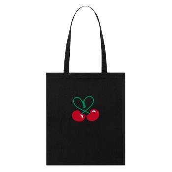 Rockabilly Cherry Heart Symbol patjila 2014 - Stanley/Stella Organic Tote Bag - black - Front