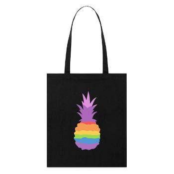 Ananas Regenbogen - Stanley/Stella Bio-Stoffbeutel - Schwarz - Vorne