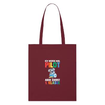 Pilot First Grade School Enrollment Schoolchild - Stanley/Stella Organic Tote Bag - burgundy - Front