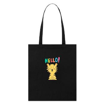 Süßer Tiger sagt Hello - Babygeschenk - Geschenk - Stanley/Stella Bio-Stoffbeutel - Schwarz - Vorne