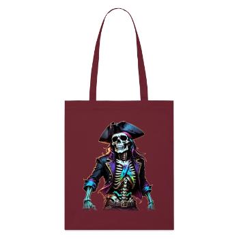 Pirate Skeleton Illustration - Stanley/Stella Organic Tote Bag - burgundy - Front