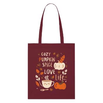 Autumnal Pumpkin Cozy Print Pumpkin Design - Stanley/Stella Organic Tote Bag - burgundy - Front