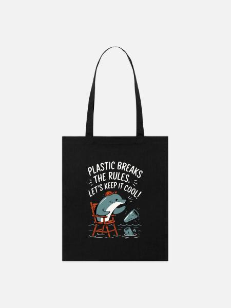 Plastik im Meer mit Delphin - Stanley/Stella Bio-Stoffbeutel - Schwarz
