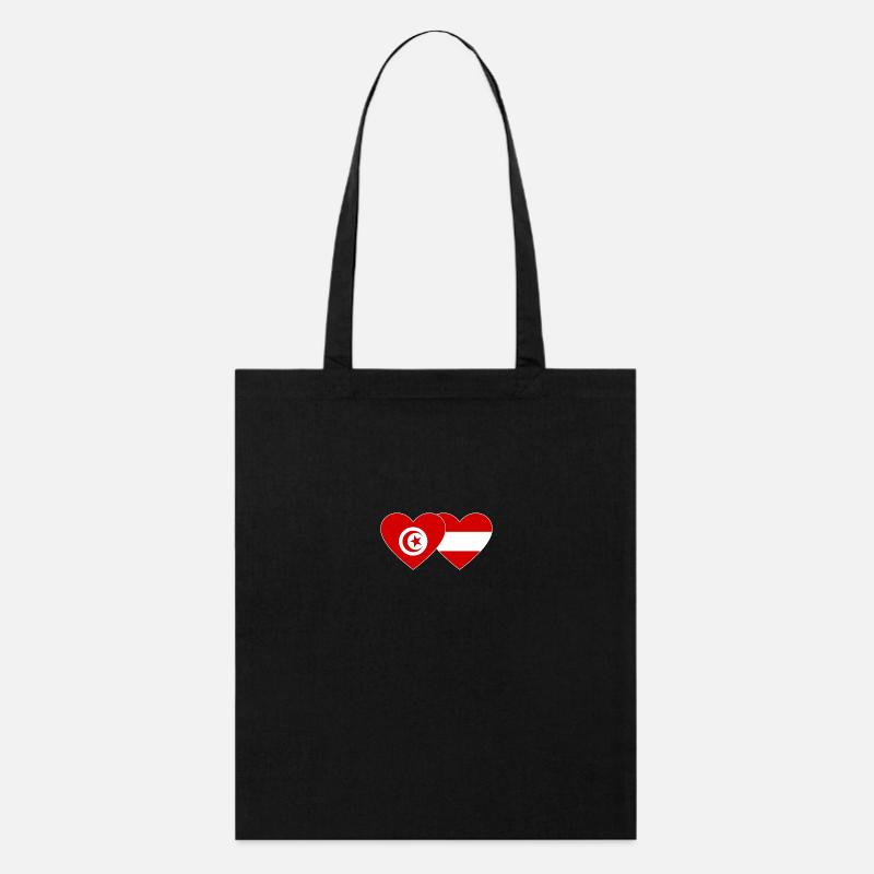 Tunisie Autriche Flag Coeur - Tote bag bio Stanley/Stella - noir