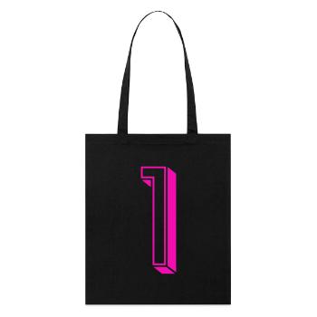 Zahl eins - Nummer 1 pink Mädchen Trikotnummer - Stanley/Stella Bio-Stoffbeutel - Schwarz - Vorne