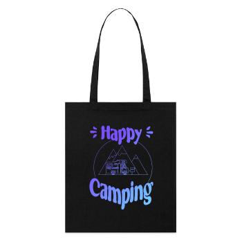 Happy Camping - conception graphique joyeuse et cool - Tote bag bio Stanley/Stella - noir - Devant