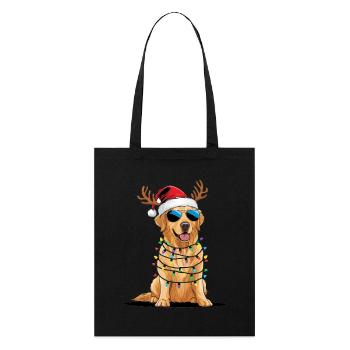 Christmas Golden Retriever - Stanley/Stella Bio-Stoffbeutel - Schwarz - Vorne