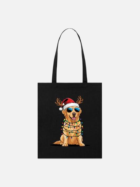 Christmas Golden Retriever - Stanley/Stella Organic Tote Bag - black