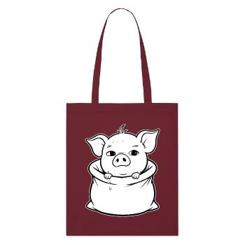 Purring piggy in a sack - Stanley/Stella Organic Tote Bag - burgundy - Front