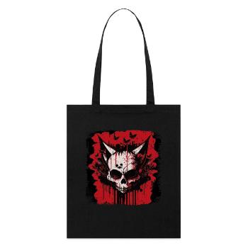 Crâne de chat zombie - Tote bag bio Stanley/Stella - noir - Devant