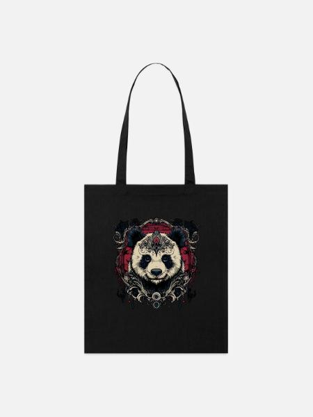 Pandabär - Stanley/Stella Bio-Stoffbeutel - Schwarz