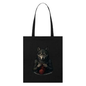 Knitting She-Wolf - Wild, Free and Untamed - Stanley/Stella Organic Tote Bag - black - Front