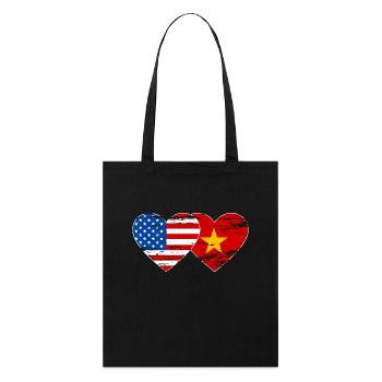 USA Vietnam Flagge Herz used - Stanley/Stella Bio-Stoffbeutel - Schwarz - Vorne