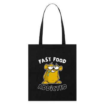 HAMSTER DRÔLE, ACCRO À LA RESTAURATION RAPIDE, DESSIN ANIMÉ - Tote bag bio Stanley/Stella - noir - Devant