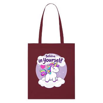 Believe In Yourself Unicorn Fantasy Art for - Stanley/Stella Organic Tote Bag - burgundy - Front