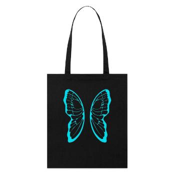 Turquoise butterfly wing pattern on black - Stanley/Stella Organic Tote Bag - black - Front
