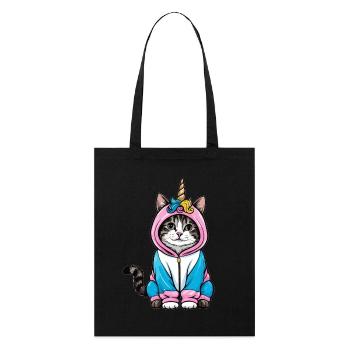 Einhorn Katze - Stanley/Stella Bio-Stoffbeutel - Schwarz - Vorne