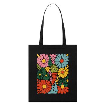 Vivid Floral Burst - Stanley/Stella Organic Tote Bag - black - Front