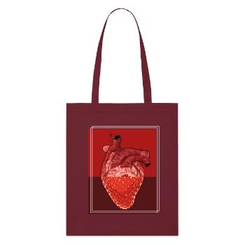 Heart Strawberry Fusion - Stanley/Stella Organic Tote Bag - burgundy - Front