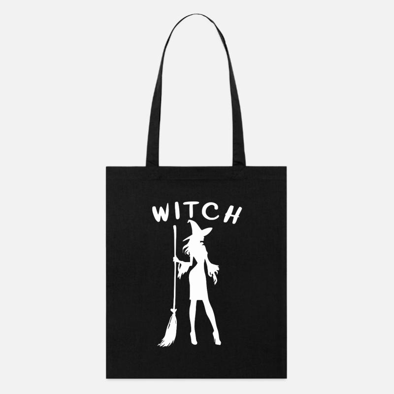 Hexe mit Besen Silhouette Witch - Stanley/Stella Bio-Stoffbeutel - Schwarz