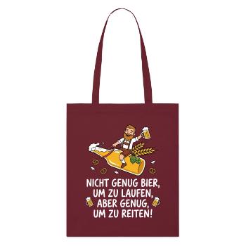 Bier reiten Spruch lustig - Stanley/Stella Bio-Stoffbeutel - Burgunderrot - Vorne