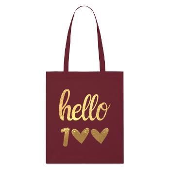 Hello 100 doré - Tote bag bio Stanley/Stella - bordeaux - Devant