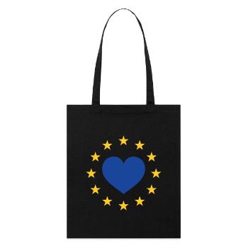 European Flag Stars, Blue Heart in the Middle - Stanley/Stella Organic Tote Bag - black - Front