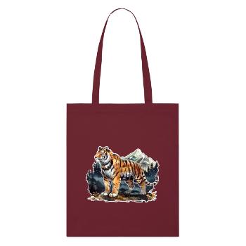 Striking Tiger Pose - Stanley/Stella Organic Tote Bag - burgundy - Front