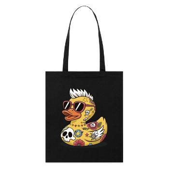 Ente Gummi Ente Punk Heavy Metal Tier Vogel - Stanley/Stella Bio-Stoffbeutel - Schwarz - Vorne