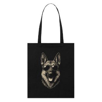 Deutscher Schäferhund Sonnenbrille Coole Illustration - Stanley/Stella Bio-Stoffbeutel - Schwarz - Vorne
